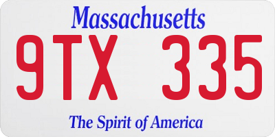 MA license plate 9TX335