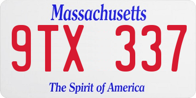 MA license plate 9TX337