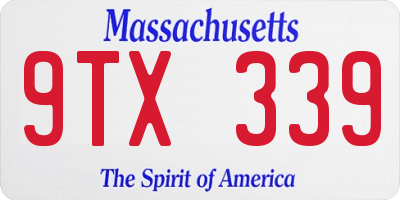MA license plate 9TX339