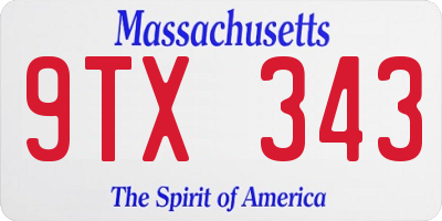 MA license plate 9TX343