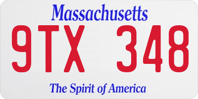 MA license plate 9TX348