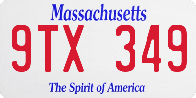 MA license plate 9TX349