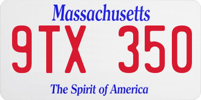 MA license plate 9TX350