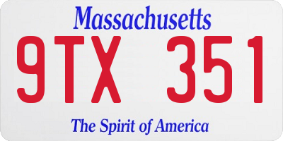 MA license plate 9TX351