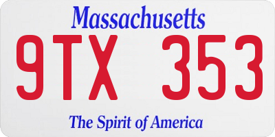 MA license plate 9TX353
