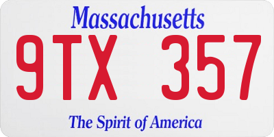 MA license plate 9TX357