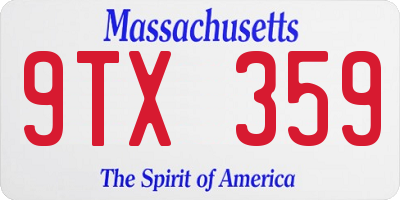MA license plate 9TX359