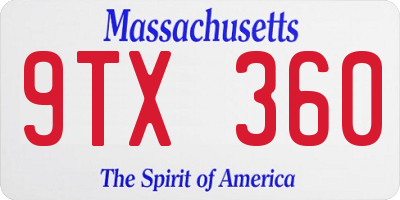 MA license plate 9TX360