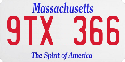 MA license plate 9TX366