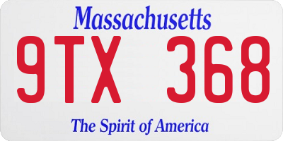 MA license plate 9TX368