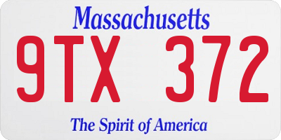 MA license plate 9TX372