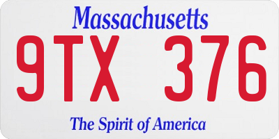 MA license plate 9TX376