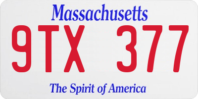 MA license plate 9TX377