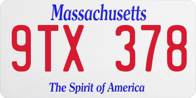 MA license plate 9TX378