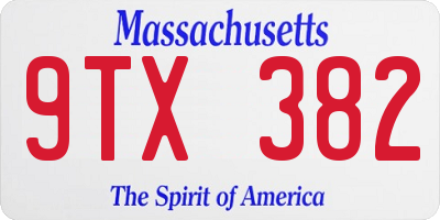 MA license plate 9TX382