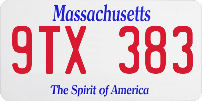 MA license plate 9TX383