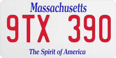 MA license plate 9TX390