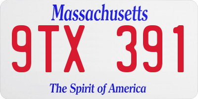 MA license plate 9TX391