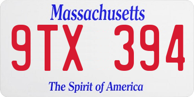 MA license plate 9TX394