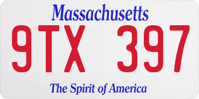 MA license plate 9TX397