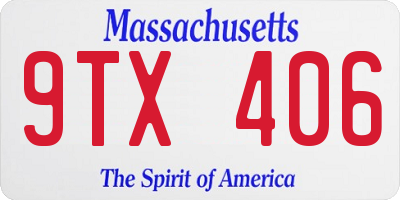 MA license plate 9TX406