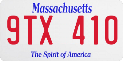 MA license plate 9TX410