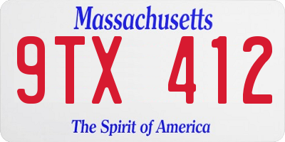 MA license plate 9TX412
