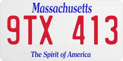 MA license plate 9TX413