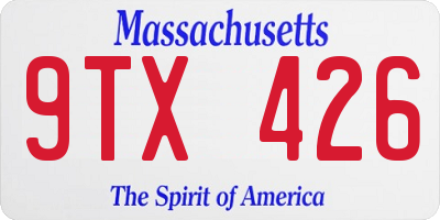 MA license plate 9TX426