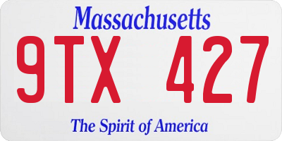 MA license plate 9TX427