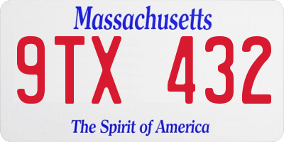 MA license plate 9TX432