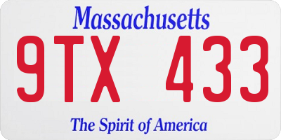 MA license plate 9TX433