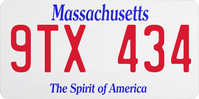 MA license plate 9TX434