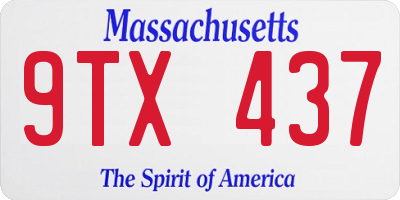 MA license plate 9TX437