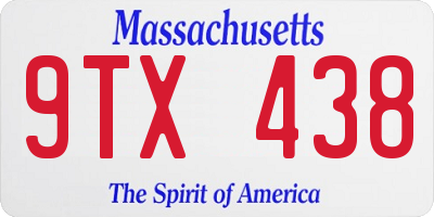 MA license plate 9TX438