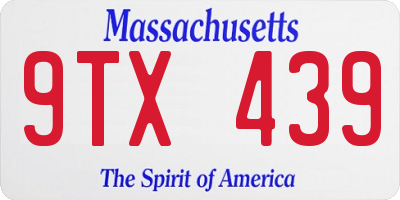 MA license plate 9TX439