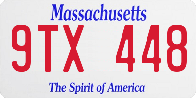 MA license plate 9TX448