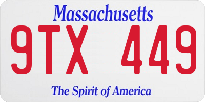 MA license plate 9TX449