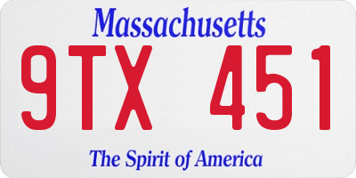 MA license plate 9TX451