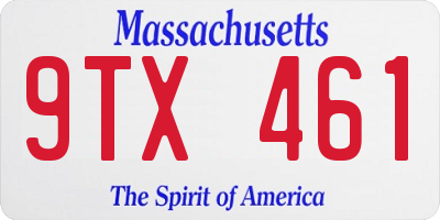 MA license plate 9TX461