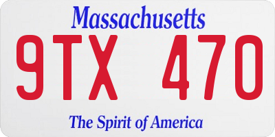 MA license plate 9TX470
