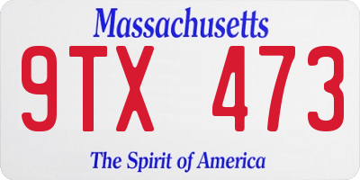 MA license plate 9TX473