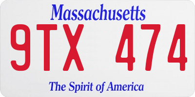MA license plate 9TX474