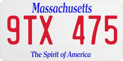 MA license plate 9TX475