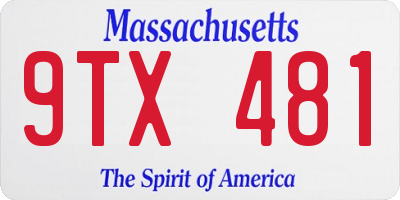 MA license plate 9TX481