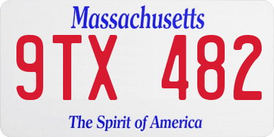 MA license plate 9TX482