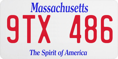 MA license plate 9TX486