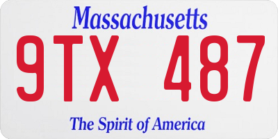 MA license plate 9TX487