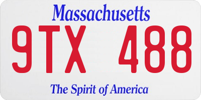MA license plate 9TX488