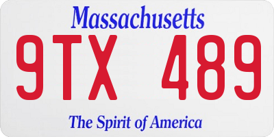 MA license plate 9TX489
